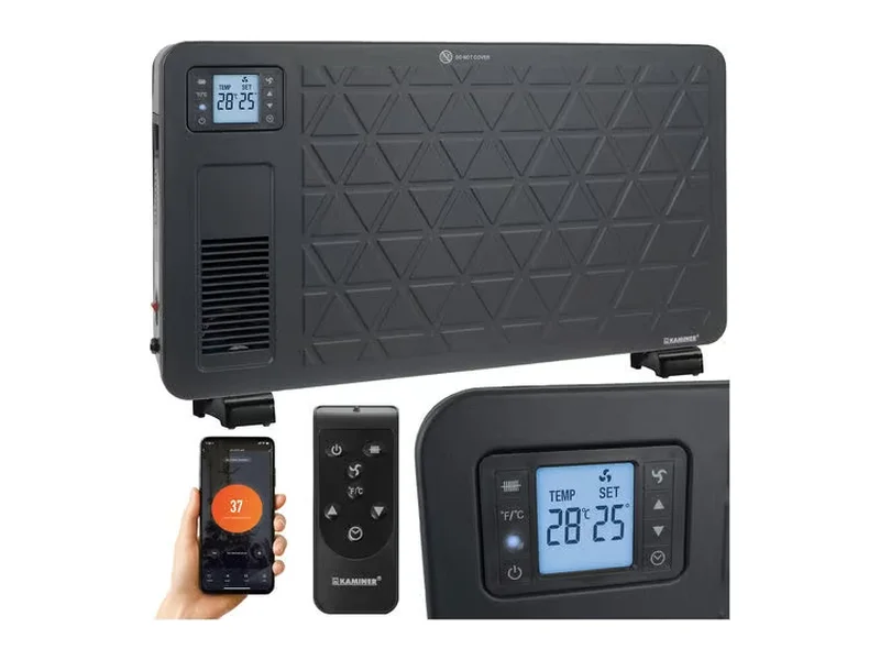 Kaminer Ziflo konvektor 2300 W, svart, med fötter för golv